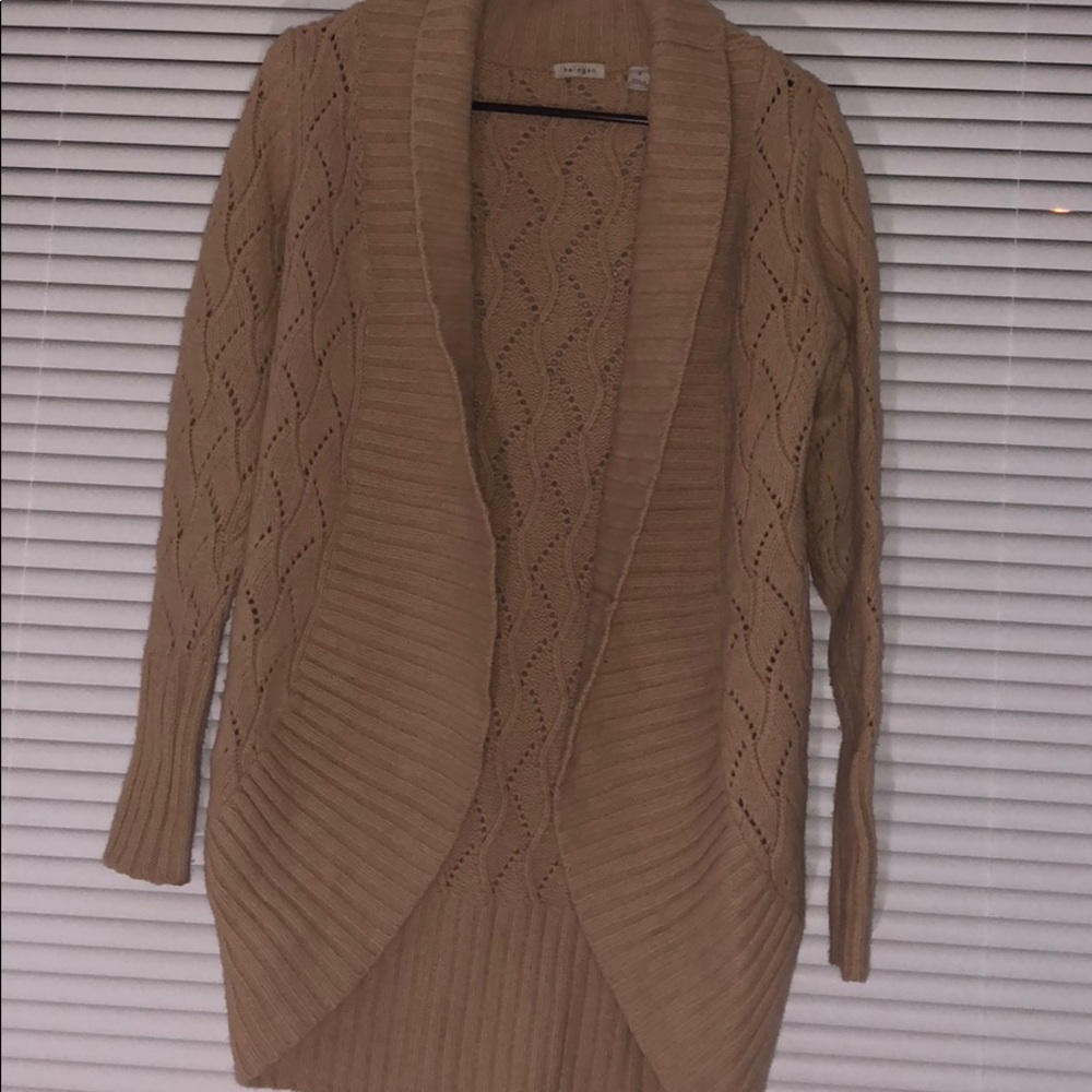 Tan open front cardigan